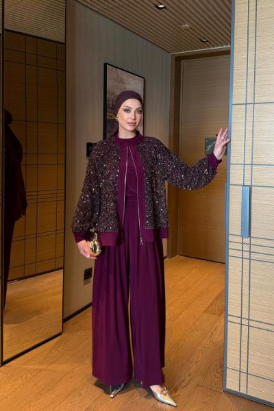 İlkay Mürdüm Pullu Takım MÜRDÜM