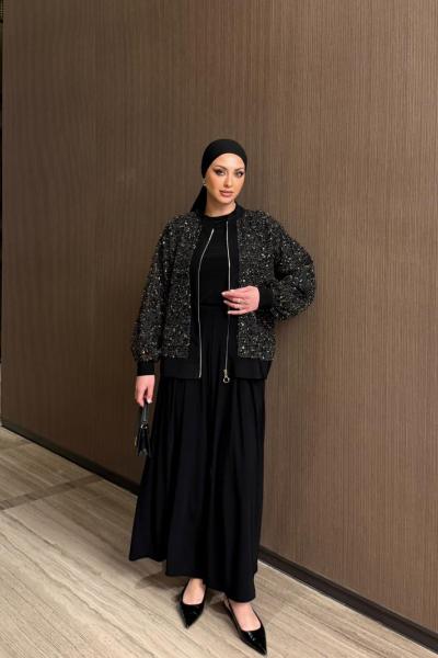 İlkay Siyah Pullu Takım SİYAH