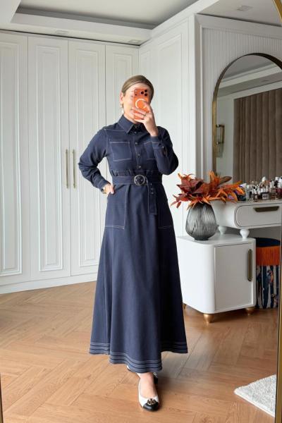 İlke Elbise Lacivert LACİVERT