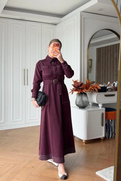 İlke Elbise Bordo BORDO