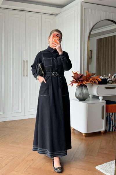 İlke Elbise Siyah Siyah