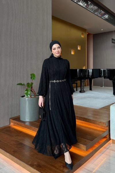 İlknur Elbise Siyah Siyah