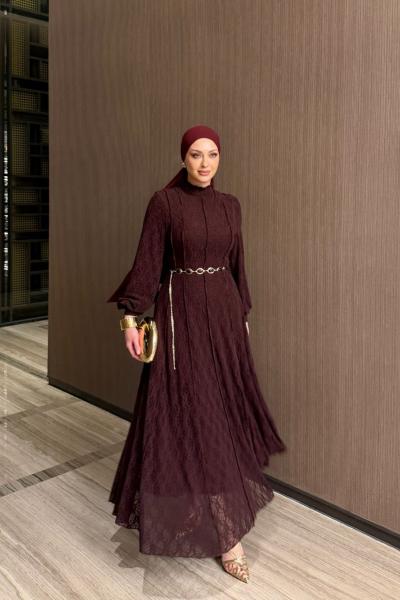 İlknur Elbise Mürdüm MÜRDÜM