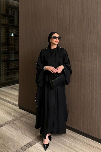 İnci Abaya Takım Siyah Siyah