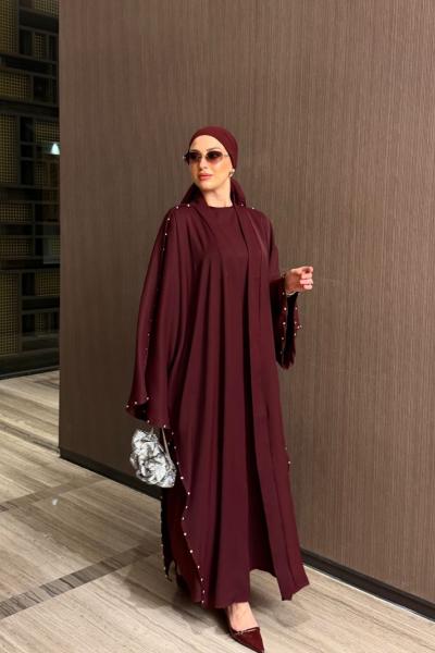 İnci Abaya Takım Bordo BORDO