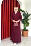 Irmak Elbise Bordo Bordo