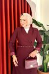 Irmak Elbise Bordo Bordo