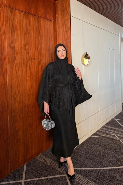 Işık Etekli Takım Siyah Siyah