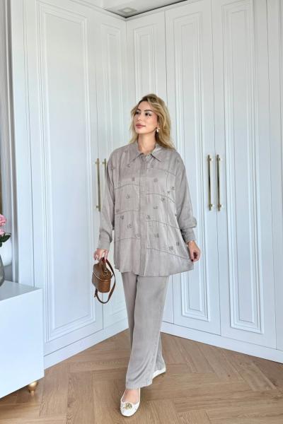 Işıl Pantolonlu Takım Vizon Vizon