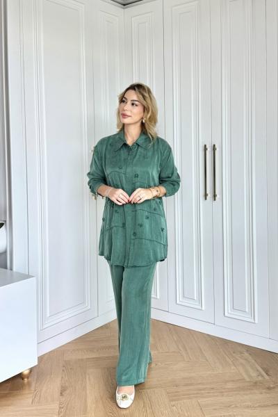Işıl Pantolonlu Takım Zümrüt Zümrüt