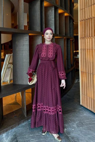 Keriman Elbise Bordo Bordo