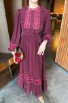 Keriman Elbise Bordo Bordo