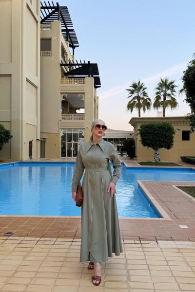 Kübra Elbise Haki Haki