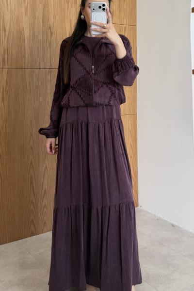 Lale Elbise Takım Mürdüm MÜRDÜM