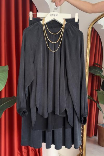 Leyla Etekli Takım Siyah Siyah