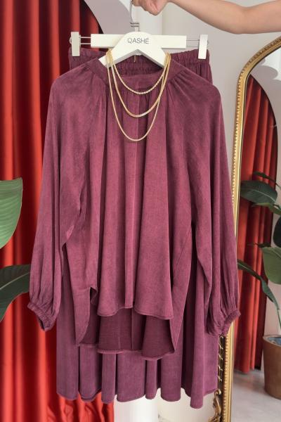 Leyla Etekli Takım Bordo Bordo