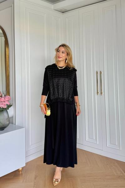 Liya Elbise Siyah Siyah