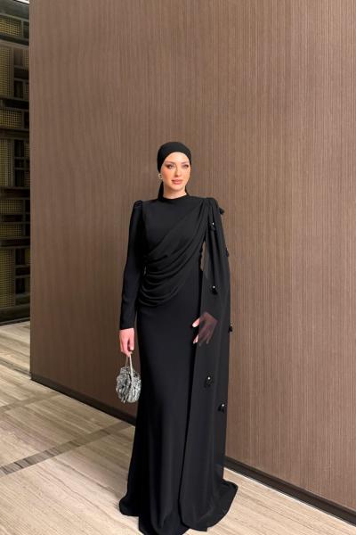 Manolya Abiye Siyah Siyah