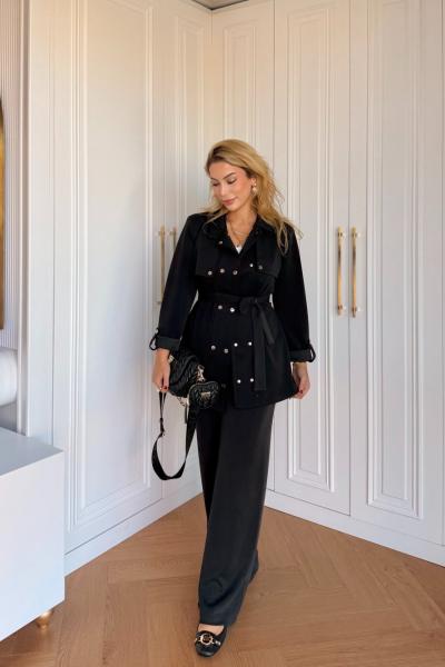 Melis Pantolonlu Takım Siyah Siyah