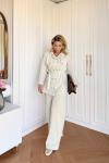 Melis Pantolonlu Takım Ekru  Ekru