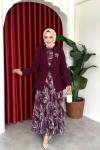 Müberra Elbise Takım Bordo Bordo