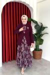 Müberra Elbise Takım Bordo Bordo