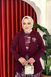 Müberra Elbise Takım Bordo Bordo