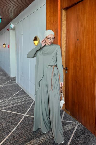 Müjde Pantolonlu Takım Haki Haki