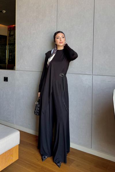 Müjde Pantolonlu Takım Siyah Siyah