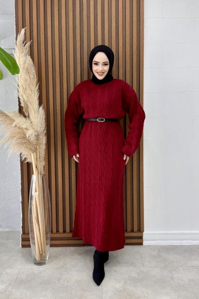 Mukaddes Elbise Bordo Bordo