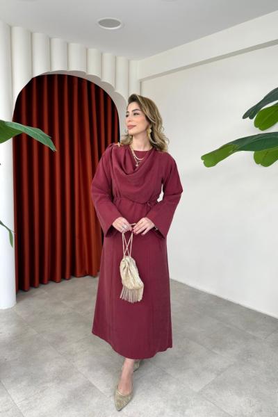 Naciye Elbise Bordo Bordo