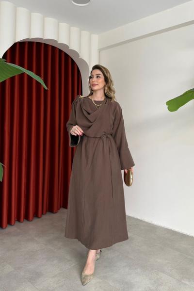 Naciye Elbise Kahverengi Kahverengi