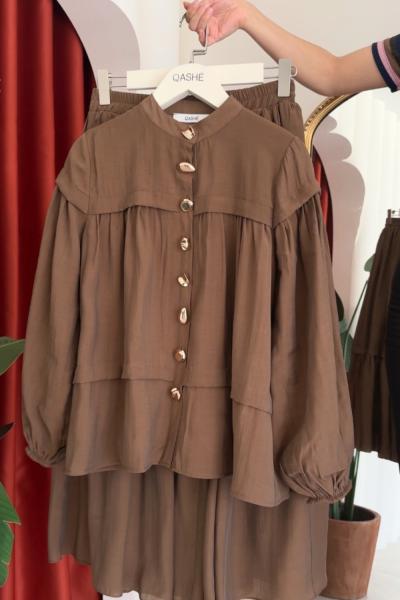 Nazlı Etekli Takım Kahverengi Kahverengi