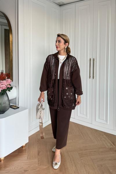 Nilüfer Pantolonlu Takım Acı Kahve Acı Kahve