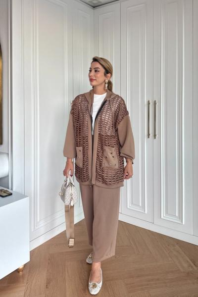 Nilüfer Pantolonlu Takım Vizon Vizon