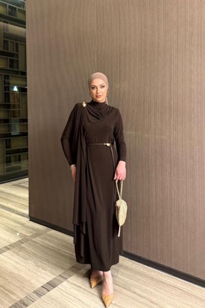 Nurten Elbise Kahverengi Kahverengi