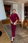 Özge Elbise Bordo Bordo