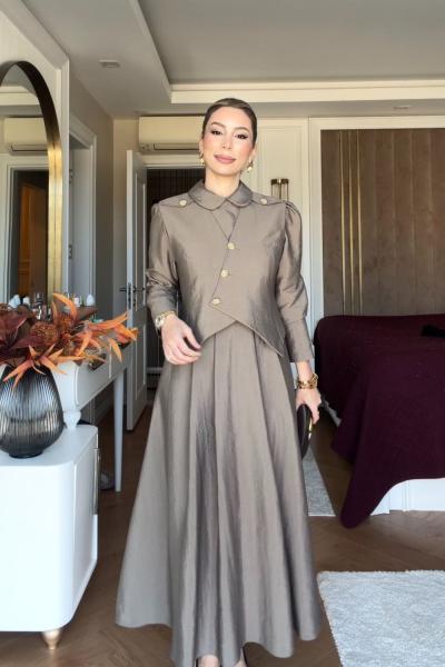 Pelin Elbise Takım Vizon Vizon