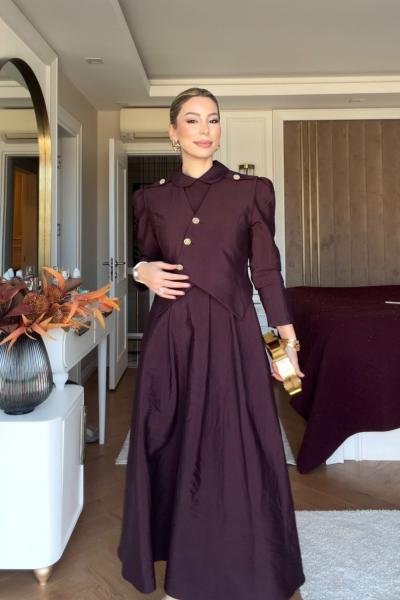 Pelin Elbise Takım Mürdüm  MÜRDÜM