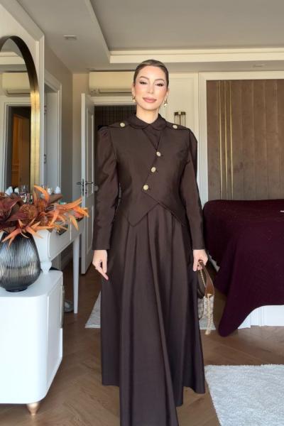 Pelin Elbise Takım Kahverengi Kahverengi