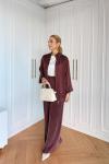 Petek Pantolonlu Takım Bordo  Bordo