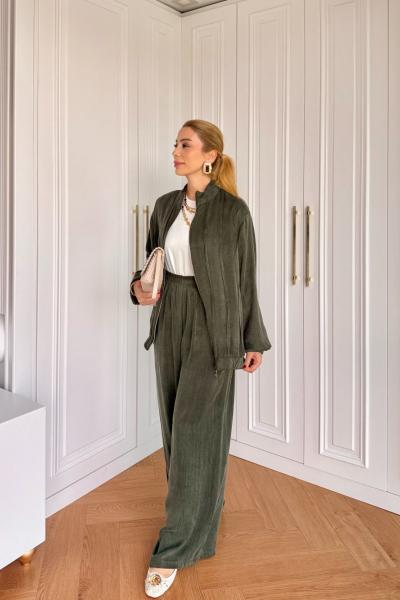 Petek Pantolonlu Takım Haki  Haki