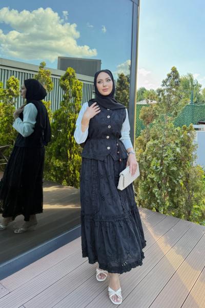 Saadet Etekli Takım Siyah Siyah