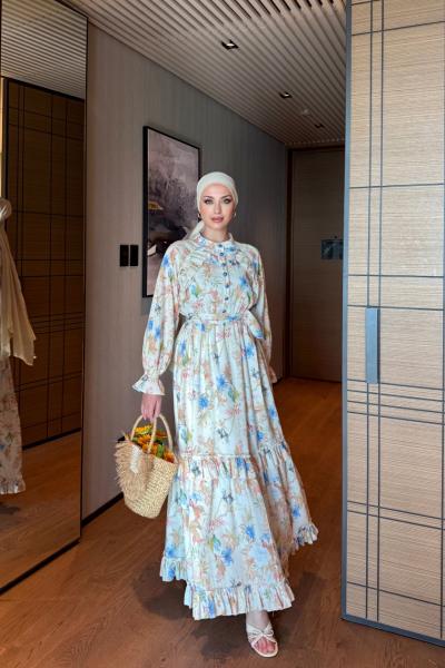 Sadegül Elbise Mavi Mavi