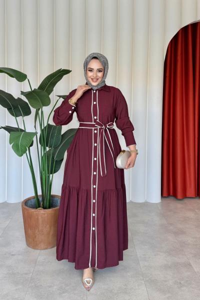 Şahika Elbise Bordo Bordo