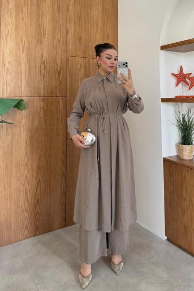 Samira Vizon Pantolon Takım  Vizon