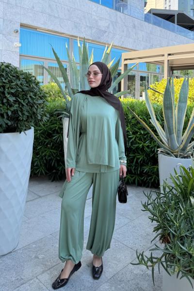 Sara Pantolon Takım Çağla Çağla Yeşili