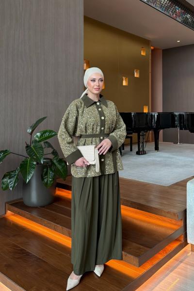 Seda Pantolon Takım Haki Haki