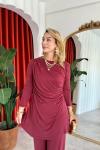 Selen Pantolonlu Takım Bordo Bordo