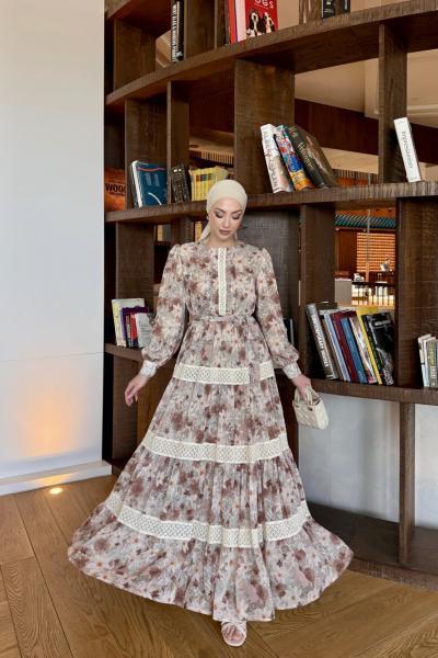 Semra Elbise Kahverengi Kahverengi